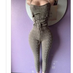 Women’s Olive Lace-Up Jumpsuit